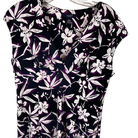 Chaps Size L Womens Floral Maxi Dress  Navy & Purple & White - Picture 3 of 16
